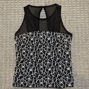 MaEVE Anthropologie Illusion Top Black With White and Black Mesh Sz S NWT